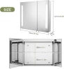 LED Lighted Bathroom Wall Cabinet with Mirror, 30 X 26 Inch Illuminated Double Doors and Storage Shelves, Surface Mount, Touch Button, Cold White Lights, A51