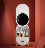 LED Makeup Mirror with Cosmetic Storage Box Dustproof and Moisture-proof Desktop Desktop Skincare Rack Home Beauty Mirror