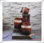 LED Outdoor Resin Crafts Polyresin Three Pots Tap Zen Garden Wall Urn Fountain