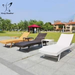 Leisure outdoor rattan double sun bed rattan wicker chaise lounge