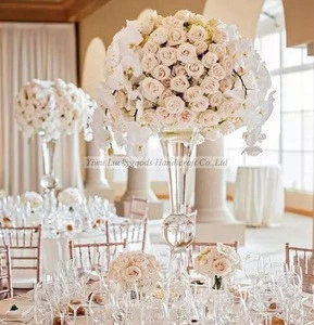 LHP075 80cm tall luxury crystal glass vase table flowers for wedding table flower decoration