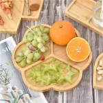 low price custom home party round divided compartments dry fruits dessert cake bamboo wooden serving tray plates