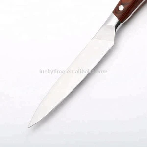 Luckytime PTG-LT07A5, high quality stainless steel 5 inch utility knife with Pakka wood handle,