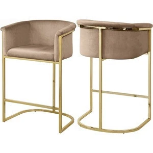 Luxury Rose Gold High Metal Bar Stool With Cushion,Golden Metal Chair,Bar Chair Metal