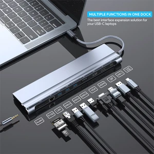 MagBac Wide compatibility Four video display USB C docking station 15- in-1 type c dock with Power on/off DP VGA PD
