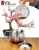 Manufacture Heat resistance High bolosilicate stainless steel Glass Teapot with Infuser for Blooming and Loose Leaf Tea Pot