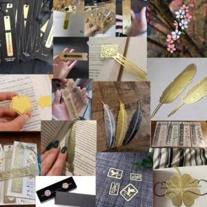 Manufacturer gold brass copper Book Marks with Tassels custom laser cut Metal Bookmark
