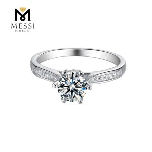 Messi Jewelry Wuzhou factory price rings manufacturer 925 sterling silver ring 1ct moissanite diamond ring