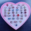 Mixed Adjustable Design Cute Kids Finger Rings Children Gifts Resizable Rings Princess Gifts Alloy For Girls FavorsGift