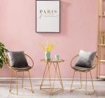 Modern Gold Wire Mesh Chairs Industrial Metal Dining Chair with PU seat