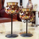 Mosaic Glass Candle Warm Lamp Essential Oil Incense Burner Fragrant Wax Melting Pot Tea Light