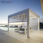 Motorized Louvered Roof  Bioclimatic Pergolas Rainproof Outdoor Gazebo With Light Screen