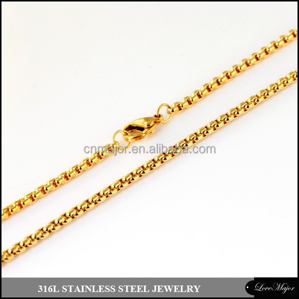 Buy Multiple Sizes 18k Gold Plated Necklace Stainless Steel Box Chain ...
