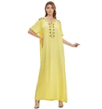 Muslim Kaftan Nighty for Ladies Dubai Casual Summer Night Gown Women Jalabiya Robe Hijab Women Maxi Islamic Clothing Abaya dress