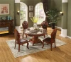 Natural Solid Wood Furniture Set One Table Six Chairs wood carving dining table set