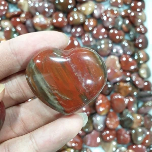 natural wood fossils Heart-shaped massage quartz palm stone crystal tumble stone crystals healing stones petrified wood heart