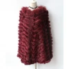 New Arrival Rabbit Plus Size Knitted Fur Poncho With Raccoon Fur Collar rabbit fur shawls