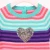 Import New design multi color striped love heart back botton long sleeve wrinkle fall children girl dress from China