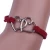 Import New fashion alloy double heart design simple leather bracelet for ladies China wholesale price from China