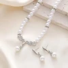 New Fashion Style Pearl Necklace Earring Set Bridal Accessories Set for women