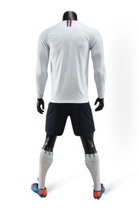 New Style Thailand Quality White Long Sleeve Club Sportswear Soccer Uniform Set Team Sport