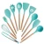 Import Non Scratch BPA Free Silicone Kitchen Utensil With Wooden Handles Gadgets for Nonstick Cookware for Women Tools Turquoise/Mint from China
