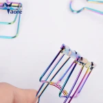 Novelty rainbow coloful metal Solid Color Hollow Out Metal Binder Clip Phone Holder Notes Letter Paper Clip Office Supplies