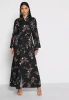 Oem Custom Islamic Dubai High Fashion Plus Size Front Open Floral Print Abaya Kimino Kaftans With Belt For Muslim Women