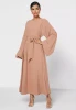 Oem Custom Islamic Dubai High Fashion Plus Size O Neck Long Sleeves Plain Nida Abaya Dress For Muslim Women