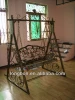 outdoor garden wrought iron and bamboo hanging swing chair