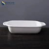 Oven Heat Resistant White Ceramic Pie Plate 465ml Rectangle Baking Tray