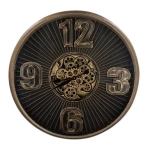Oversized Round Antique Style Metal Decorate Wall Clock Movement Mechanism With Moving Gears and Arabic Numerals on Glass
