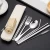 Import P622 Portable Cutlery Set For Outdoor Travel Picnic Dinnerware Set Metal Straw With Box Stainless Steel Flatware Set from China