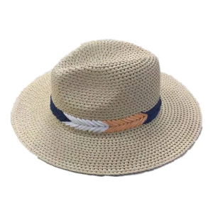 Paper material decorative straw hat 2021 fashion woven straw hats wholesale embroidered panama hats