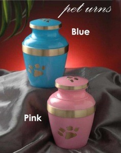 Paw Print Blue &amp; Pink Color Pet Urn