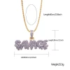 personalised ice out hip hop letter pendant SAVAGE initial pendant letter stainless steel necklace chain
