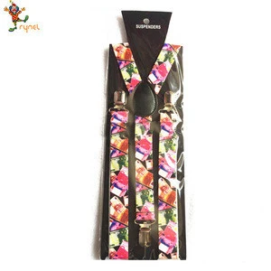 PGSP0023 High Quality Free Size 2.5cm Pattern US Dollar Party Brace Elastic Suspenders