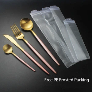 Pink Durable coffee spoon ,faction design cuttlery 304 stainless steel flatware set knife and fork