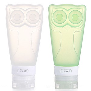 Pink Owl Shape Travel Bottle Silicone Set Food Grade Manufacture Water Kit 80 ml Squeeze Tube