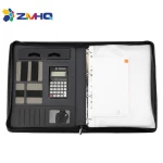Popular Travel Accessories Charging 6000mAh A4 Leather PowerBank Portfolio With Hand Carry Folder