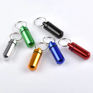 Portable waterproof aluminum keychain pill storage case color pill container
