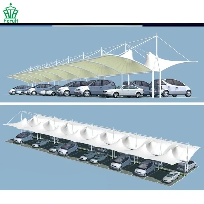 Prefab Galvanized Steel Tubing PVDF Car Parking Shade Tents for Carports Garage/ Carport