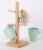 Import Premium Bamboo Mug Holder Stand With 6 Storage Hooks Wood Coffee Cup Dryer Tea Cup Organizer Hanger from China