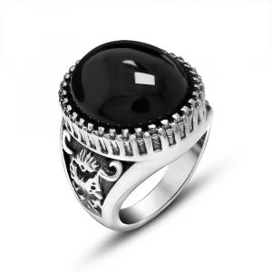 Queena Male Retro Ring Fine Jewelry For Men Black Titanium Steel Rings