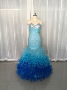 QUMO-1010 Sexy Three Color Combination Sweetheart Strapless Beads Mermaid Prom Dress Quinceanera Dress