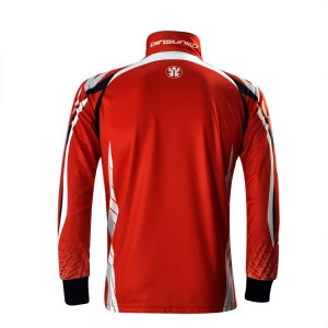Red Long Sleeve Polyester Fishing Shirt For Men Quick Dry Custom Sublimated Fishing Shirt Long Sleeves Fishing Jersey