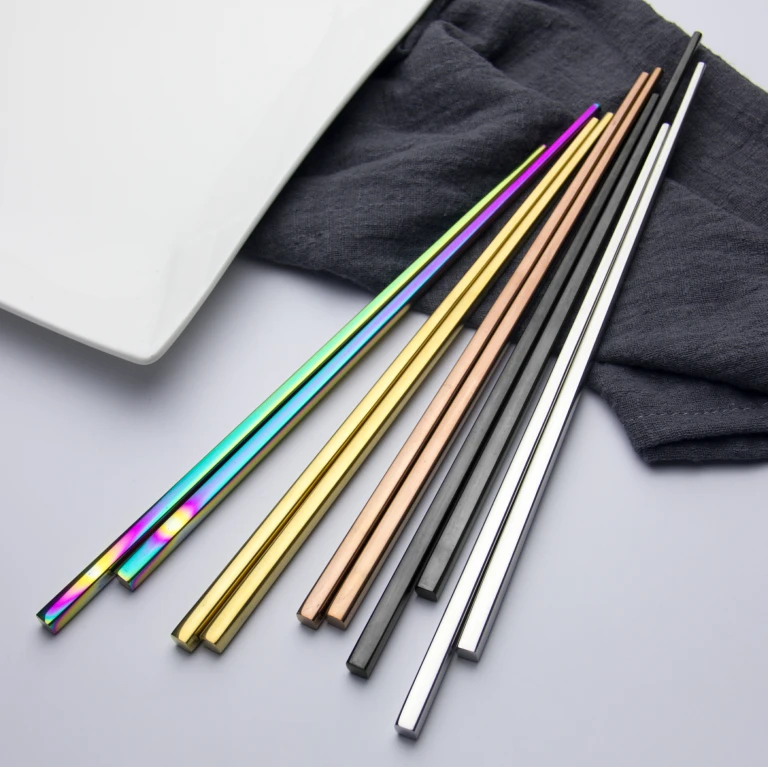Reusable custom logo stainless steel chopsticks
