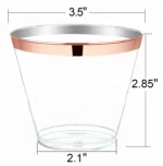 Rose Gold Rim 9 oz Disposable Plastic Cups For Party