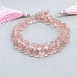 Rose quartz cut drops briolletes wholesale beads
