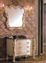 Royal Noble Victorian Gold Accent Bathroom Vanity,Luxury Distressed Free Standing Wood Bathroom Vanity WTS347